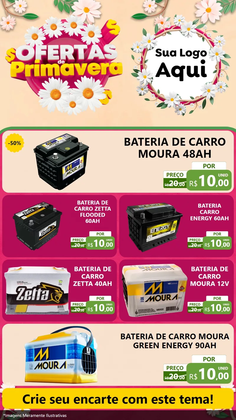 Modelo de TV para TV Vertical com o tema Ofertas de Primavera para Baterias Elétricas