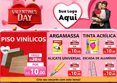 Modelo de Encarte para Encarte A4 Horizontal com o tema Valentine's Day para Material para Construção