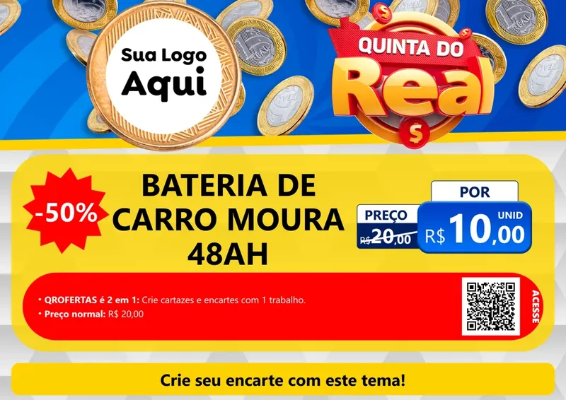 Modelo de Cartaz para Cartaz A4 Horizontal com o tema Quinta do Real para Baterias Elétricas