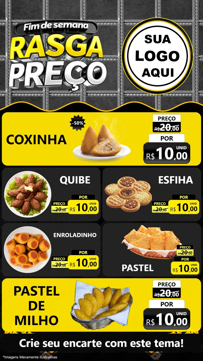 Modelo de TV para TV Vertical com o tema Fim de Semana Rasga Preço para Salgadaria