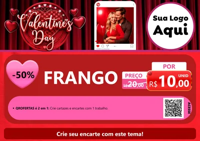 Modelo de Cartaz para Cartaz A4 Horizontal com o tema Valentine's Day para Assados