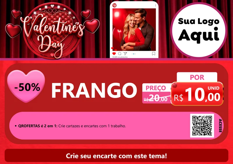 Modelo de Cartaz para Cartaz A4 Horizontal com o tema Valentine's Day para Assados
