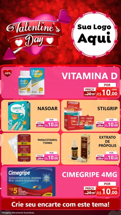 Modelo de TV para TV Vertical com o tema Valentine's Day para Farmácia