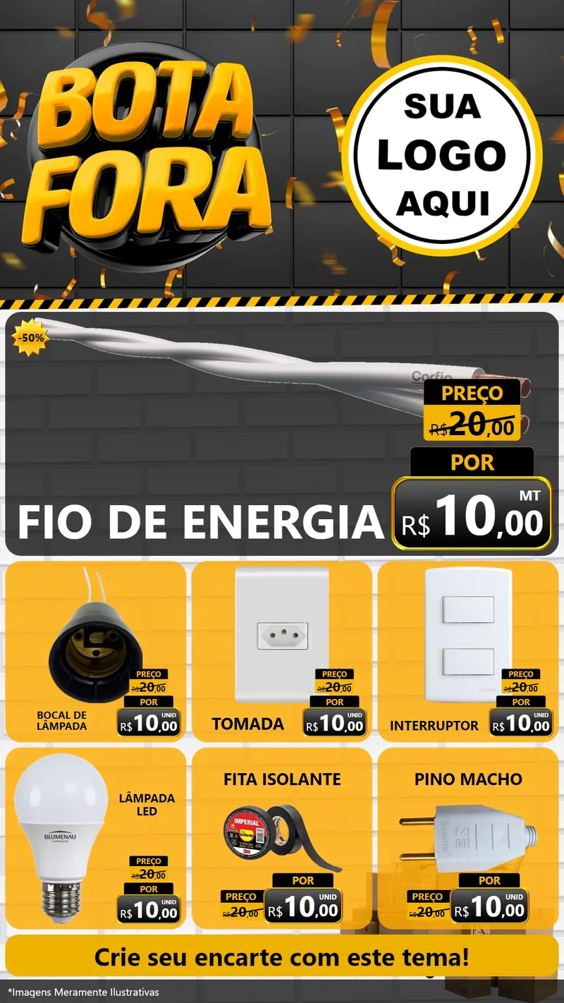 Modelo de Rede Social para Stories com o tema Bota Fora para Materiais Elétricos