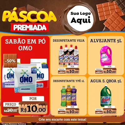 Modelo de Rede Social para Feed Facebook com o tema Páscoa Premiada para Produtos de Limpeza