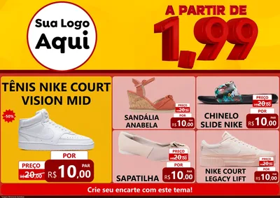Modelo de Encarte para Encarte A4 Horizontal com o tema A Partir de Um e Noventa e Nove - 1,99 para Calçados