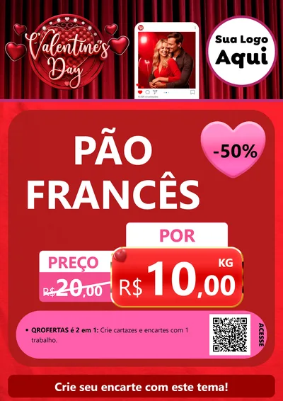 Modelo de Cartaz para Cartaz A4 Vertical com o tema Valentine's Day para Padaria