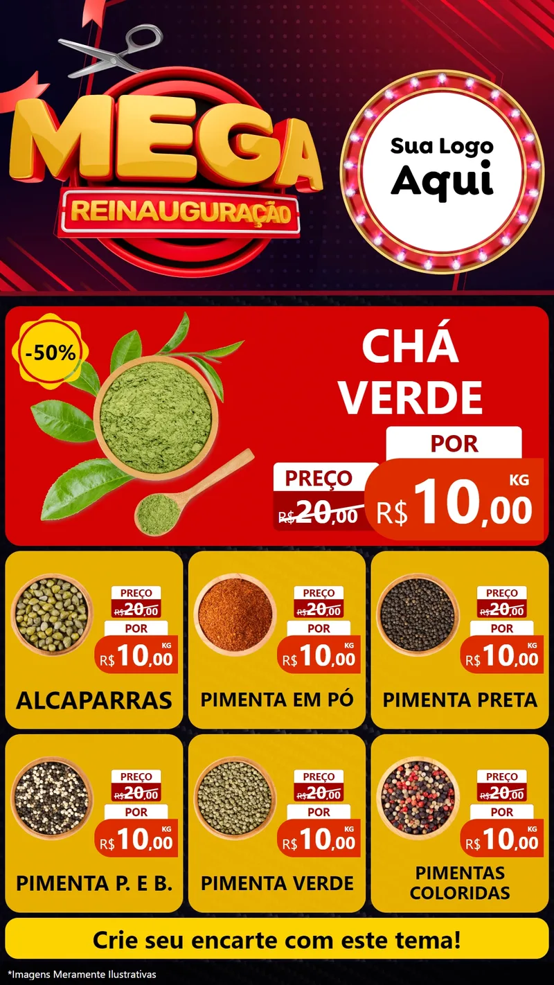 Modelo de Rede Social para Stories com o tema Mega Reinauguração para Produtos Naturais