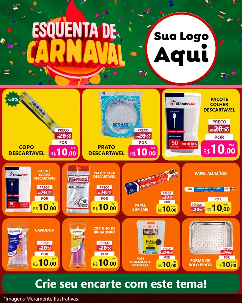Modelo de Rede Social para Feed Instagram com o tema Esquenta de Carnaval para Embalagens