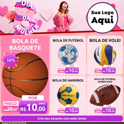 Modelo de Rede Social para Feed Facebook com o tema Dia da Mulher para Artigos Esportivos