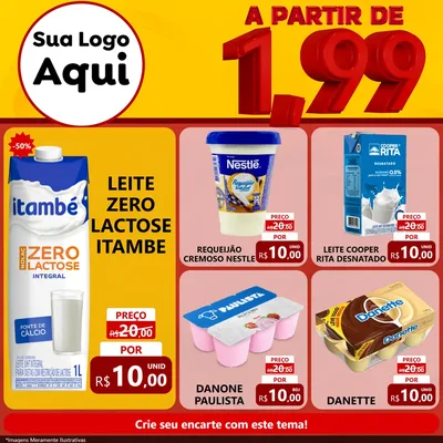 Modelo de Rede Social para Feed Facebook com o tema A Partir de Um e Noventa e Nove - 1,99 para Frios e Laticínios