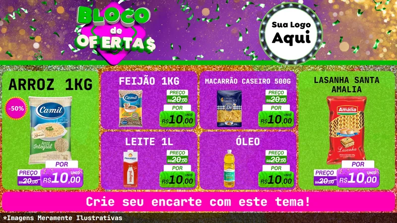 Modelo de TV para TV Horizontal com o tema Bloco de Ofertas para Supermercado