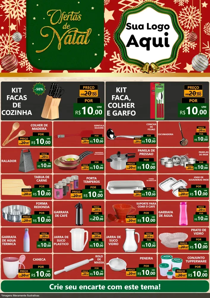 Modelo de Encarte para Encarte A4 Vertical com o tema Natal de Ofertas para Utilidades Domésticas