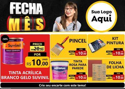 Modelo de Encarte para Encarte A4 Horizontal com o tema Fecha Mês para Tintas e Ferramentas