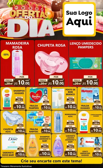 Modelo de Encarte para Encarte Grande com o tema Ofertas do Dia para Bebês