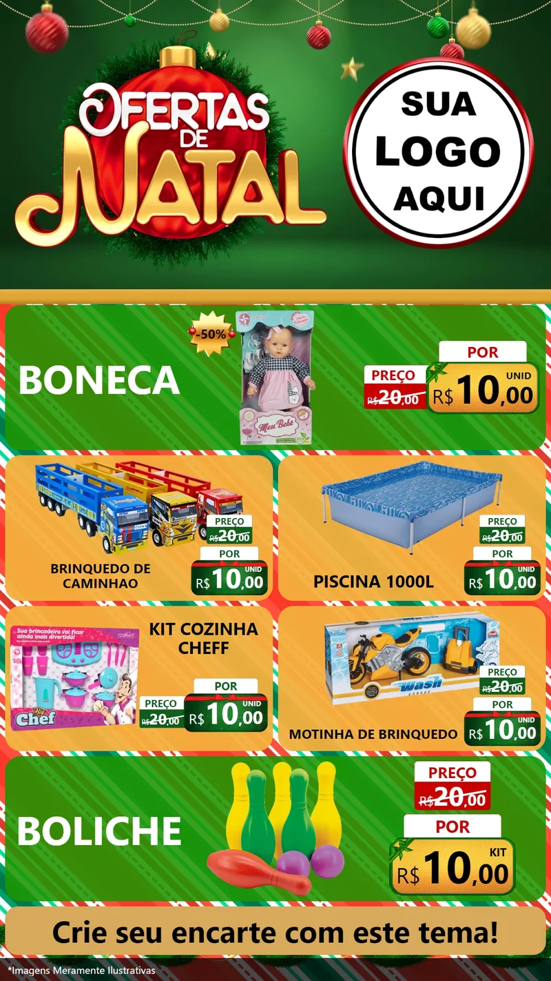 Modelo de TV para TV Vertical com o tema Ofertas de Natal para Brinquedos