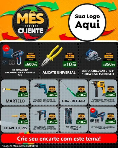 Modelo de Rede Social para Feed Instagram com o tema Mês do Cliente para Maquinas e Ferramentas