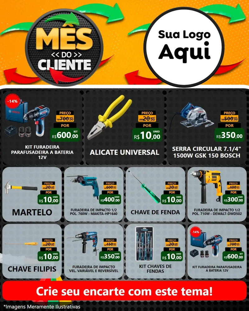 Modelo de Rede Social para Feed Instagram com o tema Mês do Cliente para Maquinas e Ferramentas