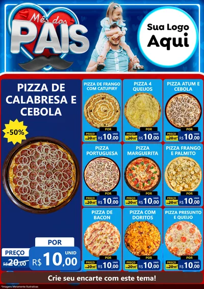 Modelo de Encarte para Encarte A4 Vertical com o tema Mês Dos Pais para Pizzaria