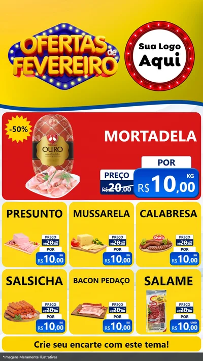Modelo de Rede Social para Stories com o tema Ofertas de Fevereiro para Frios e Laticínios