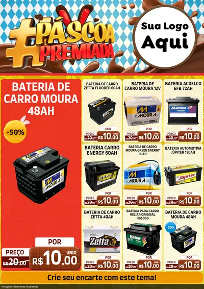 Modelo de Encarte para Encarte A4 Vertical com o tema Páscoa Premiada para Baterias Elétricas