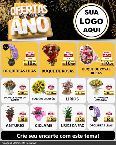 Modelo de Rede Social para Feed Instagram com o tema Ofertas de Fim de Ano para Floricultura e jardim