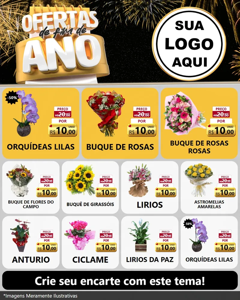Modelo de Rede Social para Feed Instagram com o tema Ofertas de Fim de Ano para Floricultura e jardim