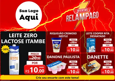 Modelo de Encarte para Encarte A4 Horizontal com o tema Ofertas Relâmpago para Frios e Laticínios
