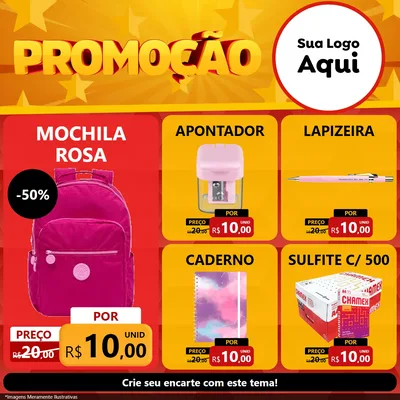 Modelo de Rede Social para Feed Facebook com o tema Promoção para Papelaria