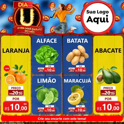 Modelo de Rede Social para Feed Facebook com o tema Dia U - O Dia Mais Barato Do Mês para Hortifrúti