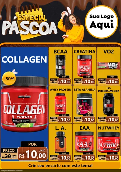 Modelo de Encarte para Encarte A4 Vertical com o tema Especial Páscoa para Suplementos alimentares