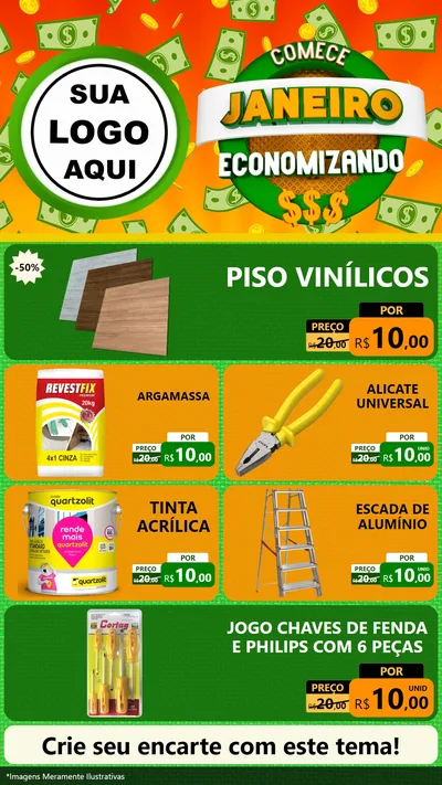 Modelo de TV para TV Vertical com o tema Comece Janeiro Economizando para Material para Construção