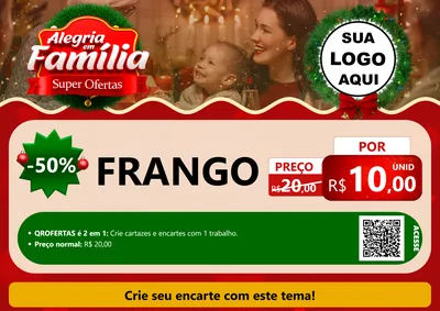 Modelo de Cartaz para Cartaz A4 Horizontal com o tema Alegria Em Família - Super Ofertas para Assados