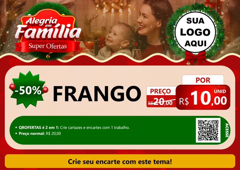 Modelo de Cartaz para Cartaz A4 Horizontal com o tema Alegria Em Família - Super Ofertas para Assados