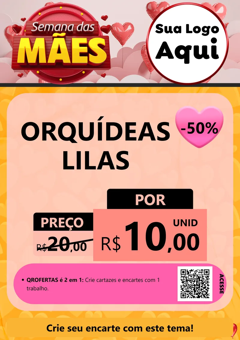 Modelo de Cartaz para Cartaz A4 Vertical com o tema Semana das Mães para Floricultura e jardim