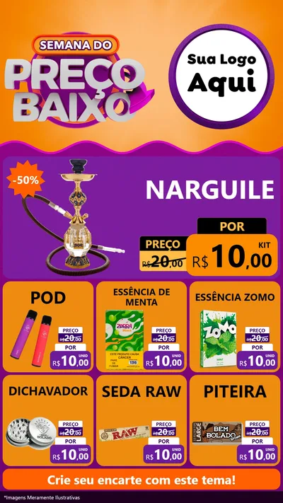 Modelo de Rede Social para Stories com o tema Semana do Preço Baixo para Tabacaria