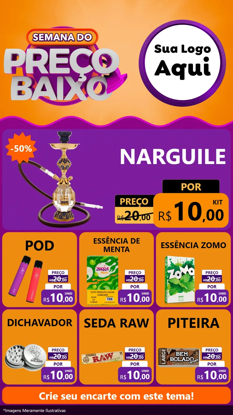 Modelo de Rede Social para Stories com o tema Semana do Preço Baixo para Tabacaria