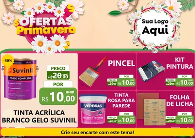Modelo de Encarte para Encarte A4 Horizontal com o tema Ofertas de Primavera para Tintas e Ferramentas