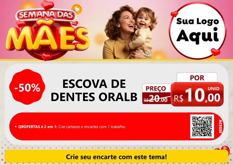 Modelo de Cartaz para Cartaz A4 Horizontal com o tema Semana das Mães para Higiene Pessoal