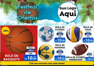 Modelo de Encarte para Encarte A4 Horizontal com o tema Festival de Ofertas - Inverno para Artigos Esportivos
