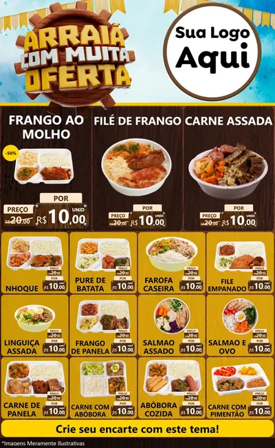 Modelo de Encarte para Encarte Grande com o tema Ofertas de São João - Junina para Restaurante