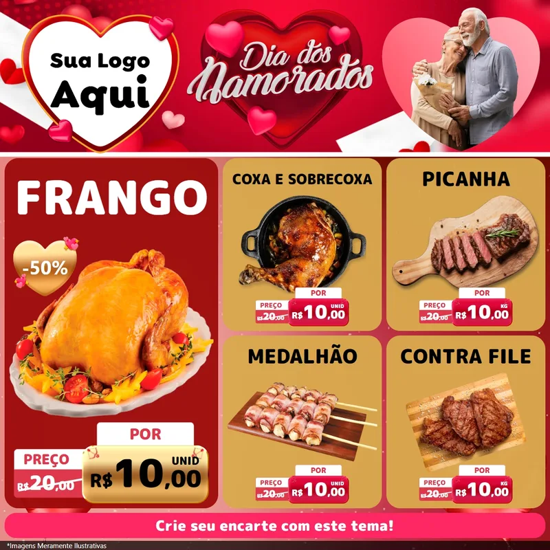 Modelo de Rede Social para Feed Facebook com o tema Dia Dos Namorados para Assados