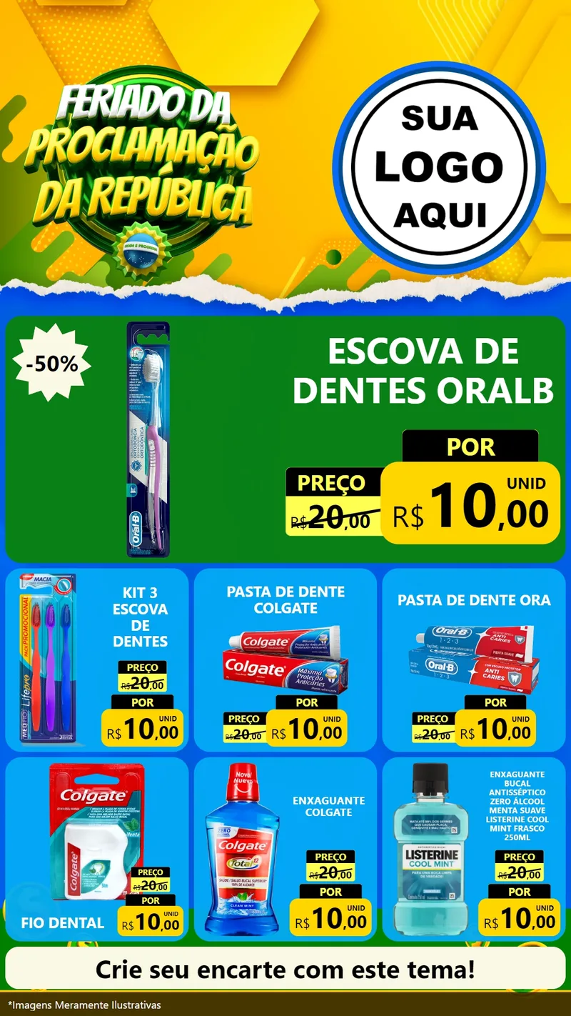Modelo de Rede Social para Stories com o tema Feriado da Proclamação da República para Higiene Pessoal