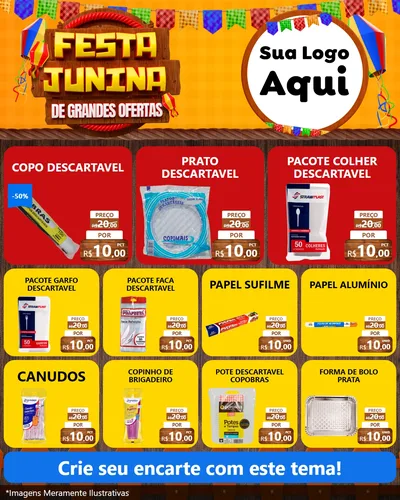 Modelo de Rede Social para Feed Instagram com o tema Festa Junina de Grandes Ofertas para Embalagens