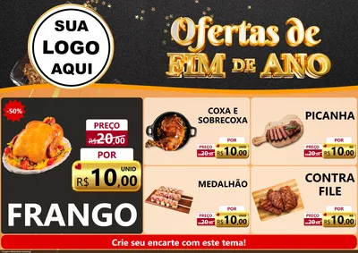 Modelo de Encarte para Encarte A4 Horizontal com o tema Ofertas de Fim de Ano para Assados
