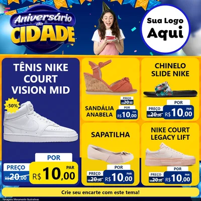 Modelo de Rede Social para Feed Facebook com o tema Aniversário da Cidade para Calçados