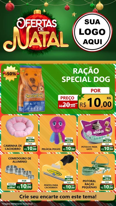 Modelo de Rede Social para Stories com o tema Ofertas de Natal para Pet Shop