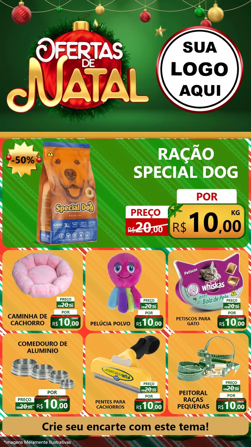 Modelo de Rede Social para Stories com o tema Ofertas de Natal para Pet Shop