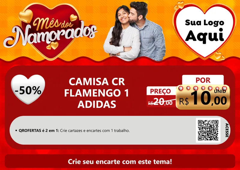 Modelo de Cartaz para Cartaz A4 Horizontal com o tema Mês dos Namorados para Roupas e acessórios