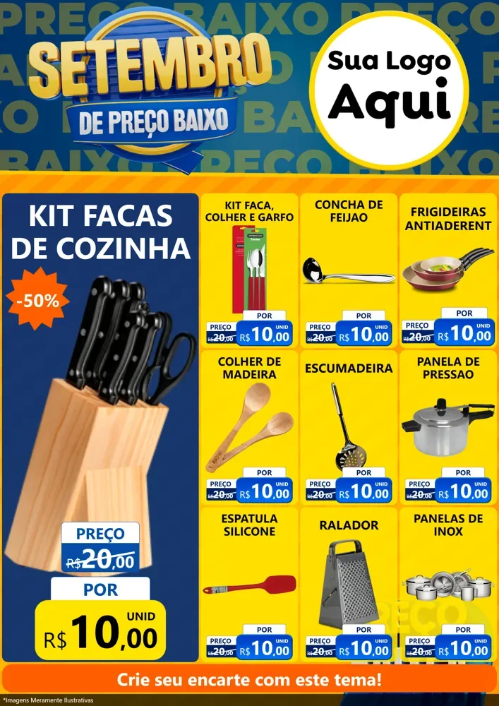 Modelo de Encarte para Encarte A4 Vertical com o tema Setembro De Preço Baixo para Utilidades Domésticas